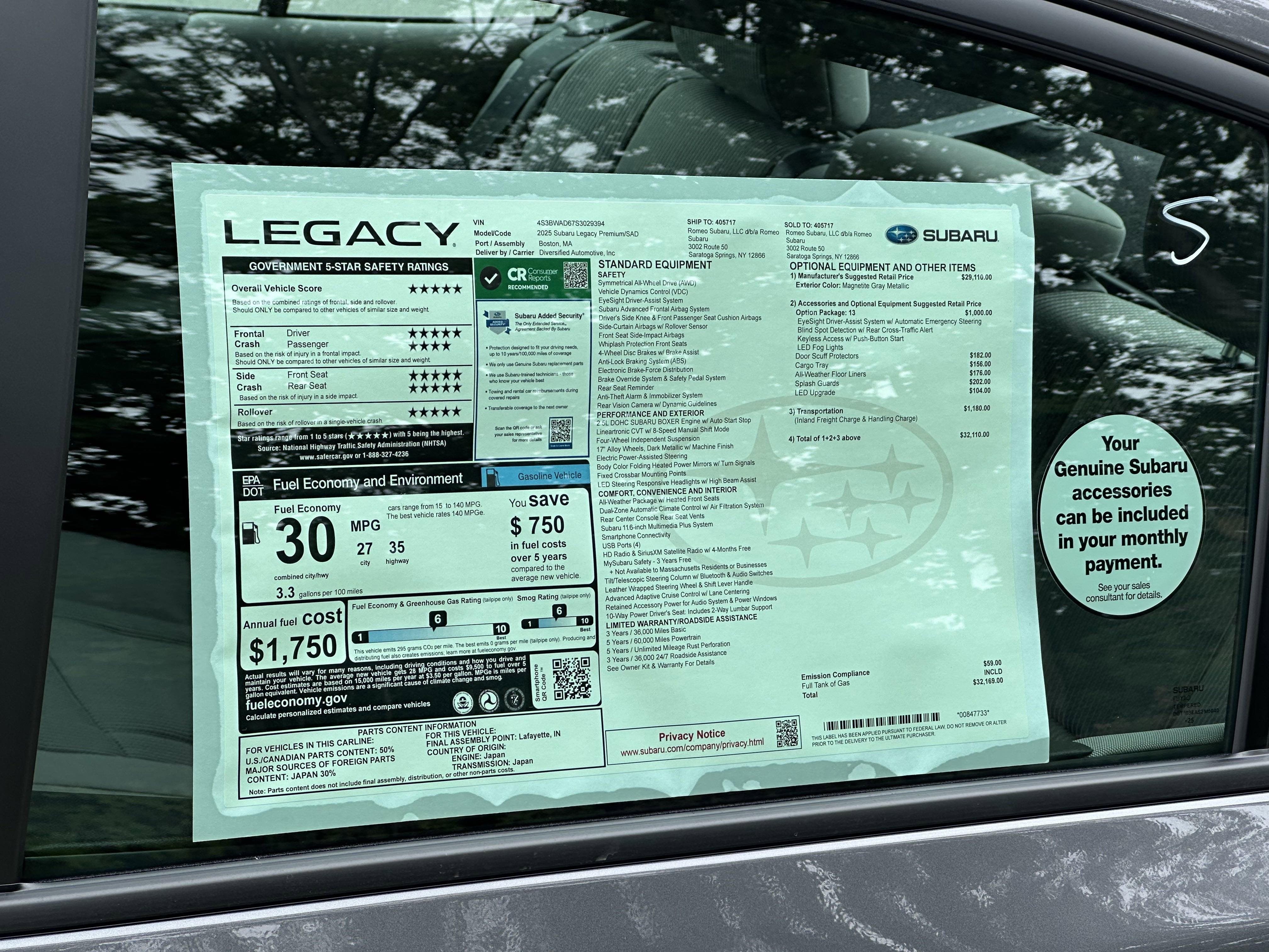 2025 Subaru LEGACY Premium