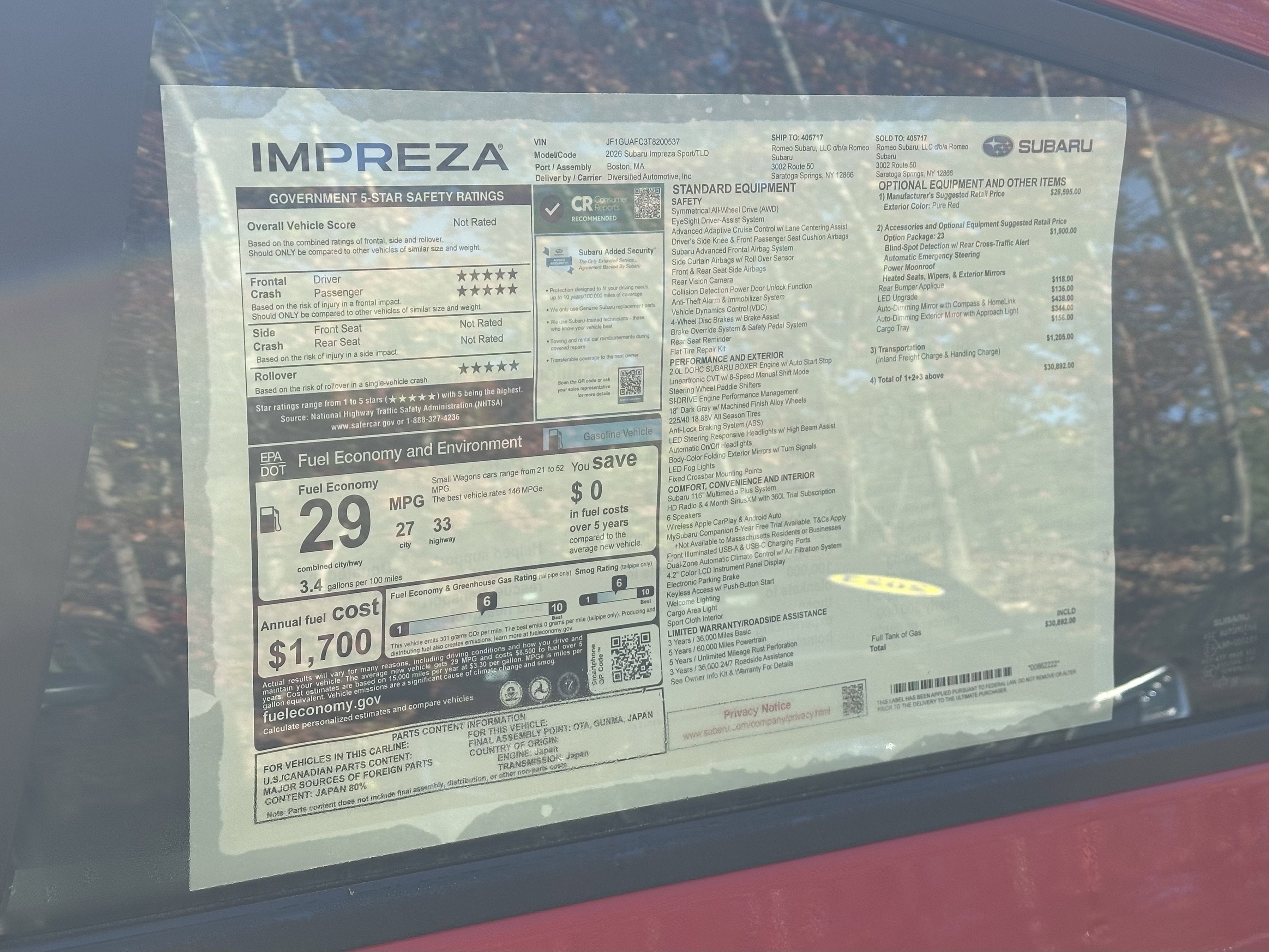 2026 Subaru IMPREZA Sport