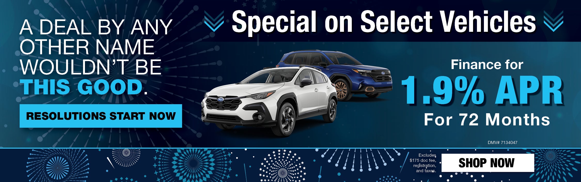 1.9% APR for 72 months on select Subaru modeals